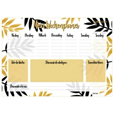 Abbildung von Edition Seidel Schreibtischunterlage Wochenplaner Papier zum Abreißen DIN A3 To Do Schreibunterlage 25 Blatt Papierunterlage Abrissblock Schulsachen Schreibtisch Tischunterlage (Gold)