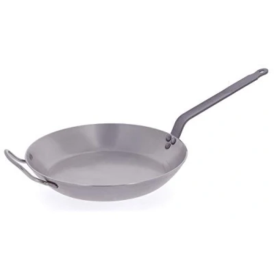 Abbildung von de Buyer Bratpfanne CARBONE PLUS aus Eisenstahl mit Gegengriff 40 cm 5110.40, Silber