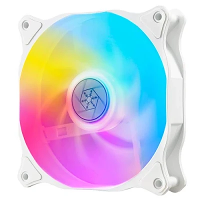 Abbildung von SilverStone Technology Air Blazer 120RW, PWM, ARGB, 120mm, Durchscheinend Lüfterblätter, weißer Rahmen, Ausgestattet mit Flüssigkeitslager, SST AB120RW ARGB