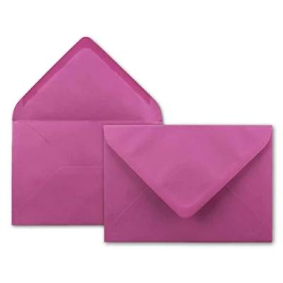 Abbildung von 25x Brief Umschläge in Pink 80 g/m² Kuverts DIN B6 Format 12,5 x 17,6 cm Nassklebung ohne Fenster