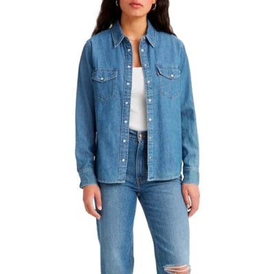 Abbildung von Levi&#039;s Iconic Western Hemdbluse, Damen, Größe: XS, Blue denim/blue