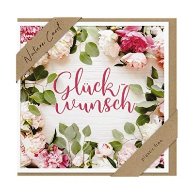 Abbildung von bsb Glückwunschkarte Blumen Nature Card Nachhaltige Karten zum Geburtstag Glückwunschkarten mit Umschlag Geburtstagskarte Frauen &amp; Männer 15,5 x cm