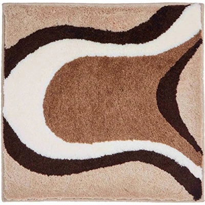 Abbildung von Grund Colani Exklusiver Designer Badteppich 100% Polyacryl, ultra soft, rutschfest, ÖKO TEX zertifiziert, 5 Jahre Garantie, 11, WC Vorlage o.A. 60x60 cm, beige