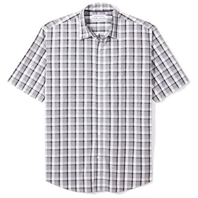Abbildung von Amazon Essentials Herren Kurzärmeliges Hemd aus Popeline, Normale Passform, Schwarz Grau Karomuster, XXL