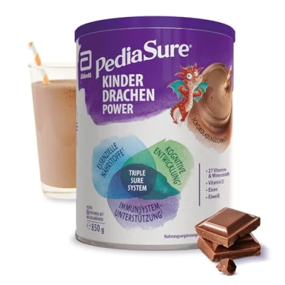 Abbildung von Pediasure Kinder Drachen Power Schoko 850g leckerer Nahrungsergänzungsshake für ab 1 Jahrmit 27 Vitaminen &amp; Mineralien, Protein und triplesure KomplexVerpackung kann variieren