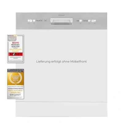 Abbildung von Exquisit Geschirrspüler EGSP6012 EB 030E INOX Teilintegrierter 60 cm 12 Maßgedecke Spülmaschine teilintegriert LED