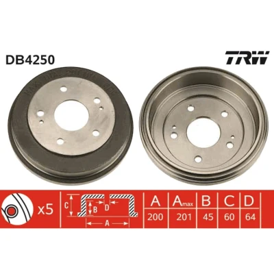 Abbildung von TRW DB4250 Bremstrommel HONDA: HR V I