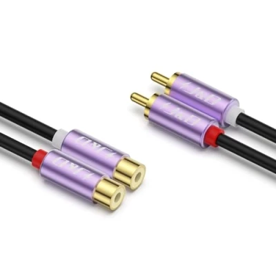 Abbildung von J&amp;D RCA Kabel, Vergoldet 2 Stecker zu Buchse Verlängerungskabel Violett Hülle Robuste Stereo Audioverlängerungskabel, 1.8 M