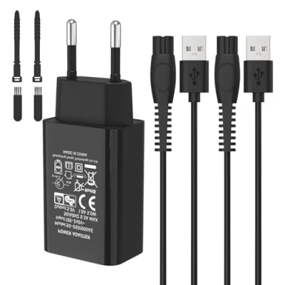 Abbildung von 5V Ladegerät Ladekabel für Philips Norelco One Blade 360 QP2724 QP2734 QP2834 QP4631 QP4530 MG7930 MG7950 MG5910 MG9520, Netzkabel Kabel mit [2 Pack Kabel]