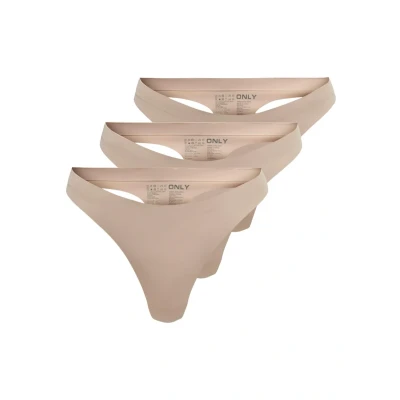 Abbildung von ONLY Onltracy Bonded Thong 3 PACK String, Damen, Größe: Medium, Rugby tan