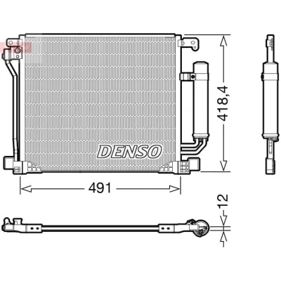 Abbildung von DENSO DCN46025 Klimakondensator mit Trockner R 134a NISSAN: Pulsar Hatchback, Juke
