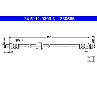 Abbildung von ATE 24.5111 0390.3 Bremsschläuche 390 M10x1 RENAULT: Scénic 1, MEGANE 1