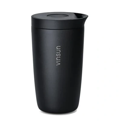Abbildung von Vinsun Thermobecher Kaffee to go 350ml auslaufsicher, Edelstahl Heiß &amp; Kaltgetränke doppelwandig isolierte Kaffeetasse mit Quick Press Verschluss für Auto, Uni