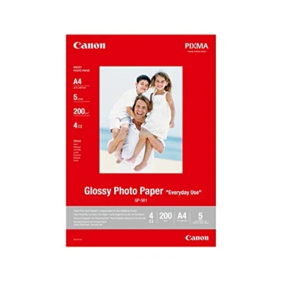 Abbildung von Canon Fotopapier GP 501 glänzend weiß DIN A4 5 Blatt für Tintenstrahldrucker PIXMA Drucker (170 g/qm)