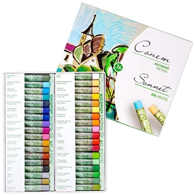 Abbildung von Sonnet Studio 36 Ölpastellkreide Set Ölkreide Fixiert ohne Fixativ Oil Pastels für farbiges Papier, Karton, Holz, Keramik oder Leinwand Hergestellt von Nevskaya Palitra