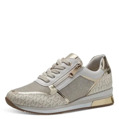 Abbildung von MARCO TOZZI Damen Sneaker flach mit Schnürsenkeln Freizeit, Beige (Cream comb), 39 EU
