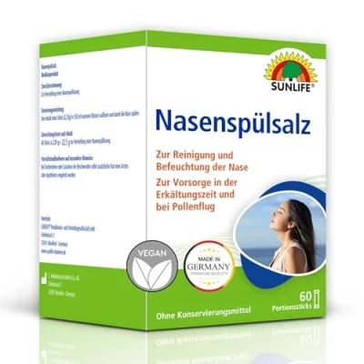 Abbildung von SUNLIFE Nasenspülsalz: Nasenspülung zur Reinigung verstopfter Nase, 60 Sticks à 2,25g