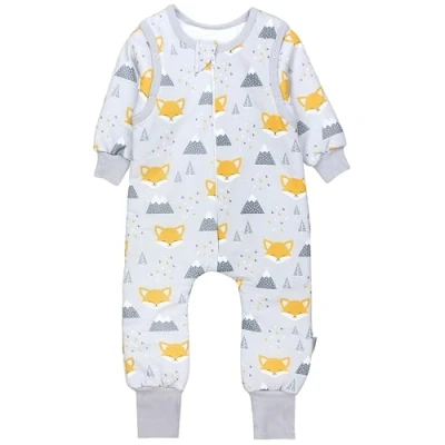 Abbildung von TupTam Baby Schlafsack mit Füßen und Ärmel OEKO TEX zertifizierte Materialien Winterschlafsack, Farbe: Gelber Fuchs im Winter, Größe: 116 122