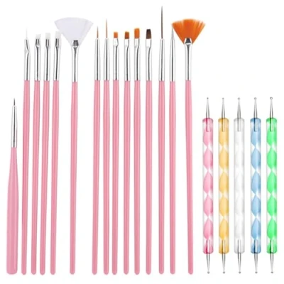 Abbildung von 20 Stück Nagel Pinsel Set mit Dotting Tool,Pinsel für Gelnägel,Pinsel Nageldesign Gelnägel UV Gel Nail Art
