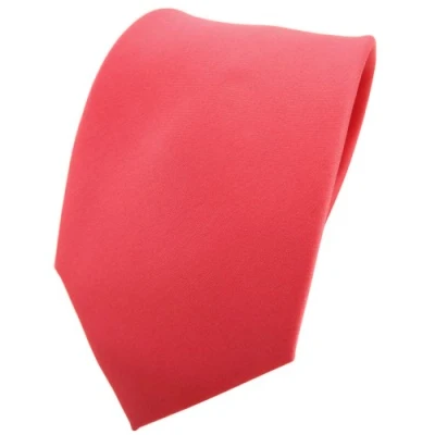 Abbildung von TigerTie Herren Krawatte Klassische 8 cm Satin in rot rosé lachsrot einfarbigem Design, ideal für Geschäftstermine, festliche Anlässe und die Freizeit