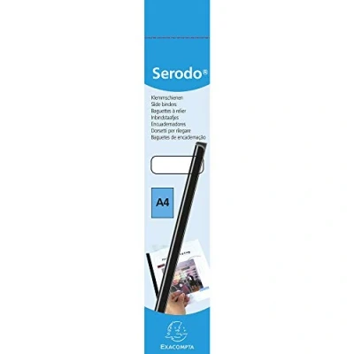 Abbildung von Exacompta 697081E 25er Pack Serodo Klemmschienen schwarz 6 mm für DIN A4 bis zu 60 Blatt ideal Bewerbungen, Dokumente