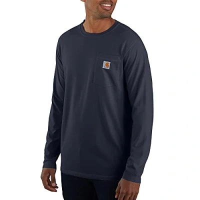 Abbildung von Carhartt Herren Force Relaxed Fit Midweight Long Sleeve Pocket Arbeits T Shirt, Navyr Gr. L