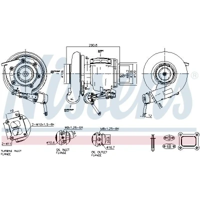Abbildung von NISSENS 93619 Turbolader Abgasturbolader pneumatisch ohne Abgaskrümmer