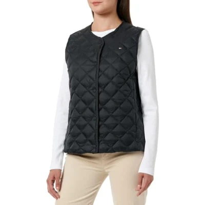 Abbildung von Tommy Hilfiger DOWN Quilted Collarless VEST Weste, Damen, Größe: Medium, Black