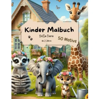 Abbildung von Kinder Malbuch: Süße Tiere, Malspaß für ab 2 Jahren, Zeichnen, Malen lernen, große Motive zum Ausmalen