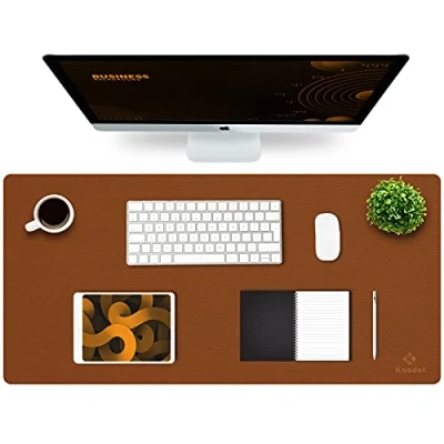 Abbildung von K KNODEL Tischunterlage, Schreibtischunterlage, 90 x 43cm PVC Laptop wasserdichte Schreibunterlage für Büro oder Heimbereich, doppelseitig (Braun/Grau)