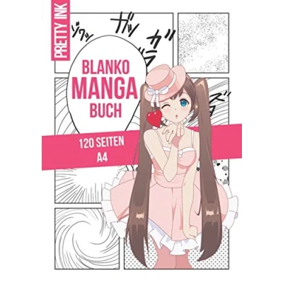 Abbildung von Blanko Manga Buch: 120 leere Seiten, A4, mit vielen verschiedenen Vorlagen zum Kreieren und Zeichnen deiner eigenen Mangas &amp; Animes, für Kinder Erwachsene