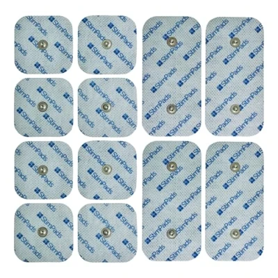Abbildung von StimPads EMS und TENS Elektroden Pads kompatibel mit Compex geräte Klebeelektroden Mix 12er Pack 50X50 50X100mm doppeltem 3,75mm Easy Snap Zertifiziertes Medizinprodukt von Motron NV