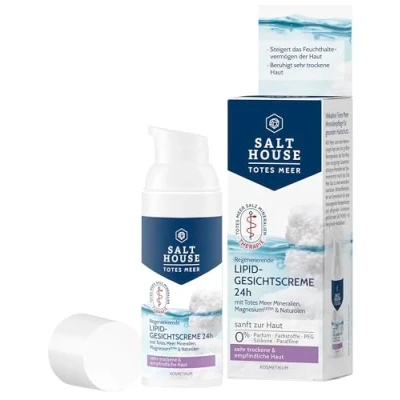 Abbildung von Salthouse Totes Meer Therapie Lipid Gesichtscreme 24h, mit Omega Fettsäuren für sehr trockene und empfindliche Haut, auch als Maske anwendbar, 50ml