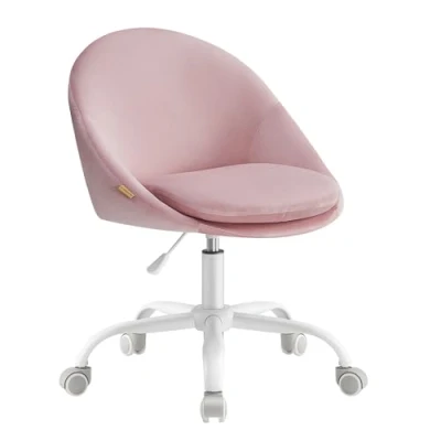 Abbildung von SONGMICS Homeoffice Stuhl, Schminkstuhl aus Samt, Schreibtischstuhl, Schaumstoffpolsterung, höhenverstellbar, für Arbeitszimmer, Schlafzimmer, pastellrosa OBG020R02