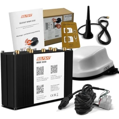 Abbildung von SELFSAT MWR 5550 weiß (4G / LTE 5G &amp; WLAN Internet Router bis 3,3 Gbps inkl. Dachantenne), Starlink kompatibel