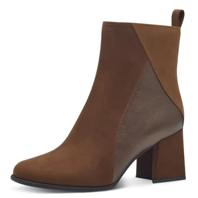 Abbildung von MARCO TOZZI Damen Stiefeletten mit Absatz Elegant Reißverschluss, Braun (Cognac Comb), 41 EU