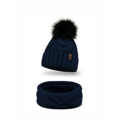 Abbildung von Vivisence 7014 Beanie AND LOOP Scarf SET Schlauchschal, Damen, Größe: One Size, Dark blue
