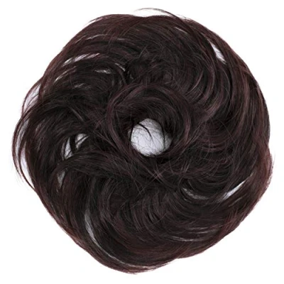 Abbildung von CAISHA Haargummi Bella Hochsteckfrisuren Haarteil Hochzeitfrisuren Voluminös Leicht Gewellt Hitzebeständige Kunstfaser DM17cm Weinrot Mix G23B