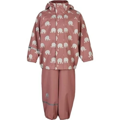 Abbildung von Celavi Unisex Kinder Rainwear Set Elephant AOP Pu Regenset, Burlwood, 100