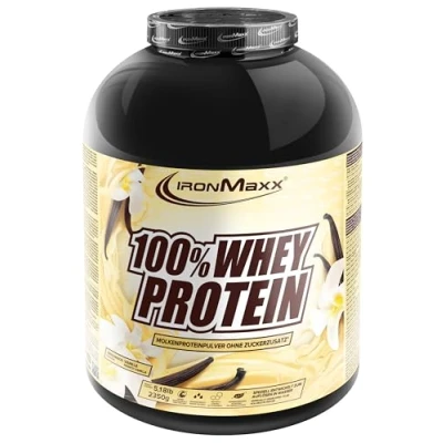 Abbildung von IronMaxx 100% Whey Protein Pulver French Vanilla 2350g Dose zuckerreduziertes, wasserlösliches Eiweißpulver aus Molkenprotein viele verschiedene Geschmacksrichtungen