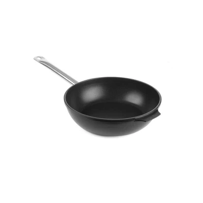 Abbildung von HENDI Bratpfanne Aluminiumguss ø 28 x 8,5 Boden: 22,5 cm Antihaftbeschichtung bis 250 C Doppelschicht Titanium, Gastro Profi Pfanne hoch