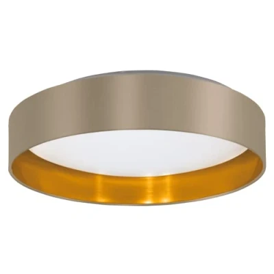 Abbildung von Eglo 99541 LED Deckenleuchte MASERLO 2 Textil taupe, gold 3000K 20W H:9cm Ø38cm