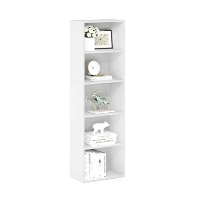 Abbildung von Furinno Luder 5 stufiges, wendbares, farbiges Bücherregal mit offenem Regal, Weiß