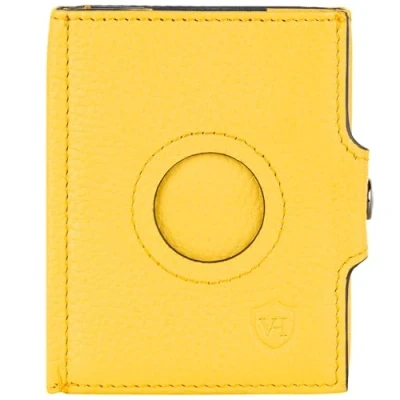 Abbildung von VON HEESEN Airtag Slim Wallet mit RFID Schutz Portmonee Herren klein aus echtem Leder Mini Geldbörse Kreditkartenetui Kartenetui Portemonnaie Geldbeutel Gelb
