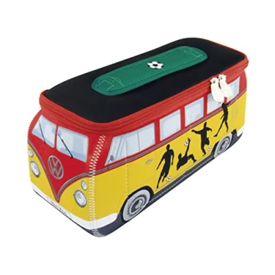 Abbildung von BRISA VW Collection Volkswagen Neopren Universal Schmink Kosmetik Kultur Reise Apotheke Tasche Beutel im T1 Bulli Bus Design (Fußball/Bunt/Groß)