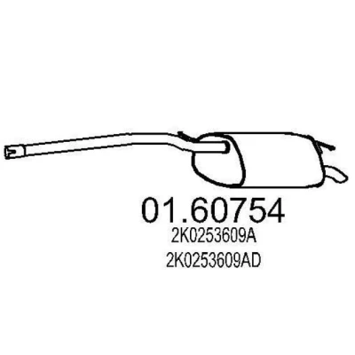 Abbildung von MTS 01.60754 Endschalldämpfer 1210 VOLKSWAGEN: Caddy 3, PEUGEOT: 407 SW