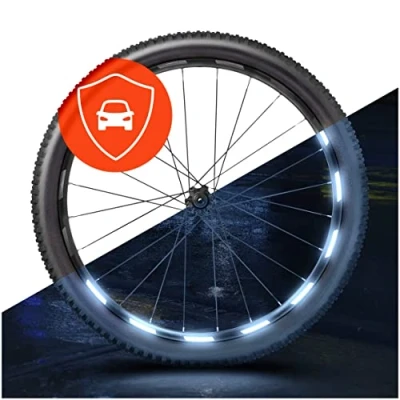 Abbildung von Luxshield Fahrrad Reflektoren Aufkleber 64er Set für 26/27,5/28 / 29 Zoll Fahrradfelge Ergänzend zu Katzenaugen Folie Felgenrandaufkleber