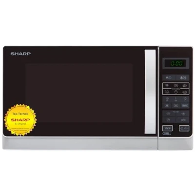 Abbildung von Sharp R742WW 2 in 1 Mikrowelle mit Grill / 25 L 900 W 1000 LED Display 8 Automatikprogramme Gewichtgesteuertes Auftauen Kindersicherung Energiesparmodus hoher Rost weiß