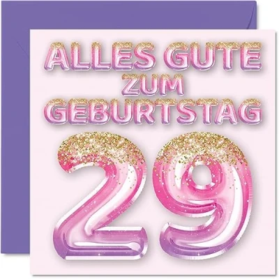 Abbildung von 29. Geburtstagskarte für Frauen Rosa Lila Glitzerballons Alles Gute zum Geburtstagskarten 29 Jährige Frau Tochter Schwester Tante, 145mm Neunundzwanzig Neunundzwanzigste Geburtstag Grußkarten