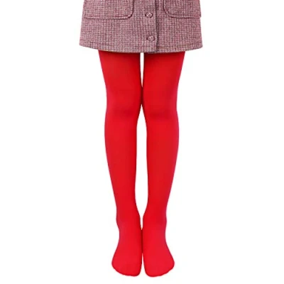 Abbildung von L&amp;K II Mädchen Ballett Strumpfhose Tanzstrumpfhose mit Fuß 80 DEN Blickdicht Mikrofaser Farbig 27251 Rot 134/140